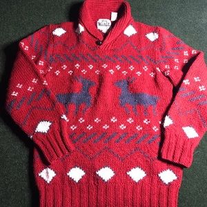 Vintage Woolrich Red Hand Knit Christmas Sweater
